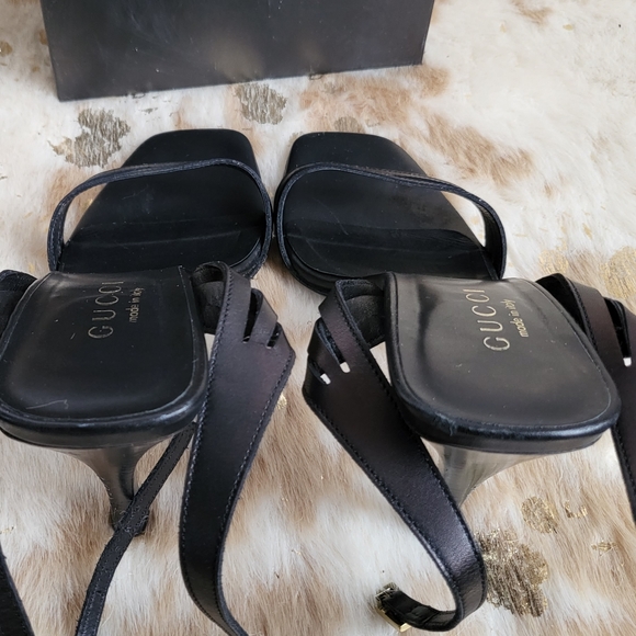 Vintage Auth Gucci Black Ankle Strap Sandals size 38 - Picture 4 of 6